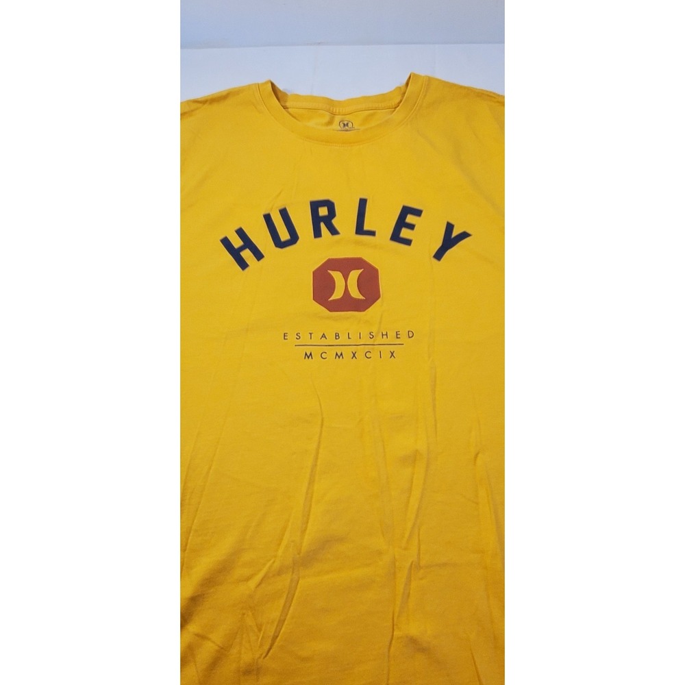 Hurley Mens Size XXL Yellow Graphic‎ T Shirt Short Sleeve Crew Neck Casual Tee